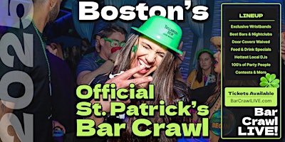 Imagem principal do evento 2025 Official Boston St Patricks Day Bar Crawl 2 Dates By Bar Crawl LIVE