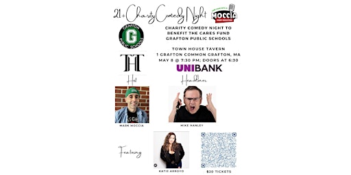 Hauptbild für 21+ Charity Comedy Night to benefit the CARES Fund, Grafton Public Schools!