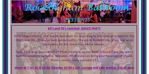 Primaire afbeelding van Dance night - special theme- 60s and 70s- dress the part! Host DJ Magic