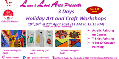 Imagen principal de Holiday Art & Craft Workshops- Canvas, T-Shirt , Wooden Coaster Painting