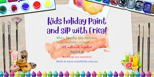 Image principale de Kids holiday paint and sip with Erica!