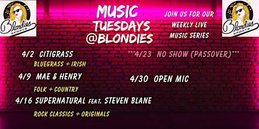 Hauptbild für Music Tuesdays at Blondies