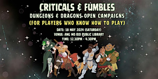 Imagem principal do evento Come and Play D&D with Criticals & Fumbles | Teens Takeover | re:write