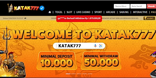 Imagem principal de KATAK777 Login Daftar Bonus New Member 100 Garansi Kekalahan KATAK777