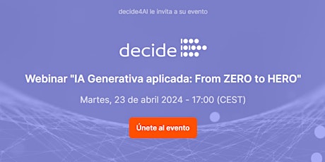 Imagen principal de Webinar "IA Generativa aplicada: From ZERO to HERO"