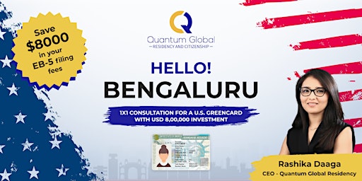 Imagem principal do evento Apply for U.S. Green Card. $800K EB-5 Investment – Bengaluru