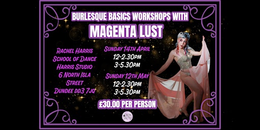 Imagem principal do evento Burlesque Basics with Magenta Lust May 12pm