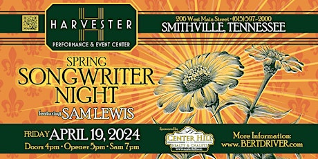 Spring Songwriter Night with Sam Lewis, Judy Blank, Cam Pierce, and more!