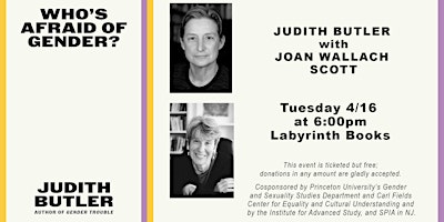 Imagem principal de Author Event: Judith Butler with Joan Wallach Scott