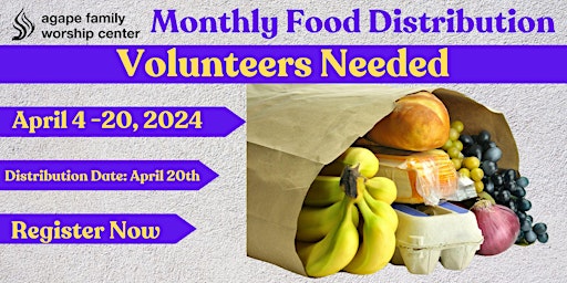 AFWC - Volunteers Needed - Food Distribution April 4 - 20 (Multiple Dates) primary image