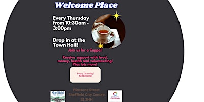Imagem principal do evento Townhall Welcome Place - Information Drop in & Free hot drinks