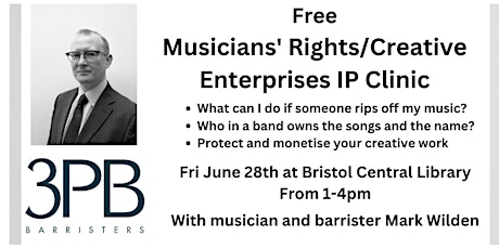 Free Musicians' Rights/Creative Enterprises  Clinics with IP  Barrister