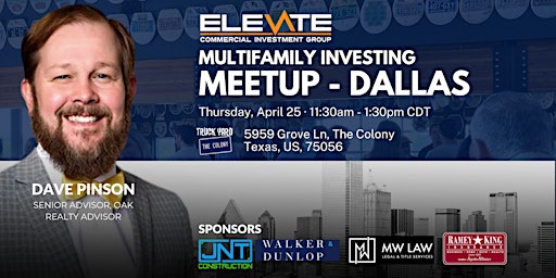 Image principale de Elevate Multifamily Investing Meetup - Dallas