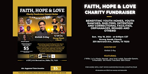 Hauptbild für Faith, Hope & Love Charity Fundraiser Concert - Dallas, TX