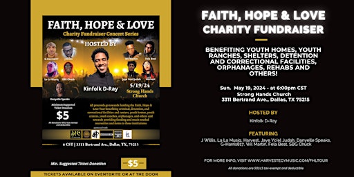 Imagen principal de Faith, Hope & Love Charity Fundraiser Concert - Dallas, TX