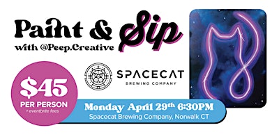 Imagem principal do evento Galaxy Neon Cat Paint & Sip at Spacecat Brewing Co. Norwalk CT