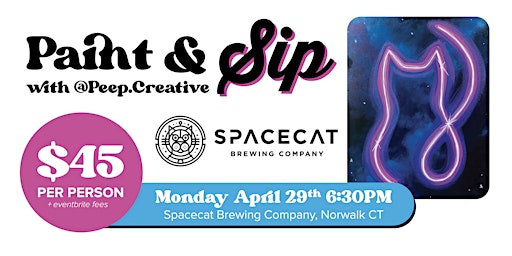 Imagen principal de Galaxy Neon Cat Paint & Sip at Spacecat Brewing Co. Norwalk CT