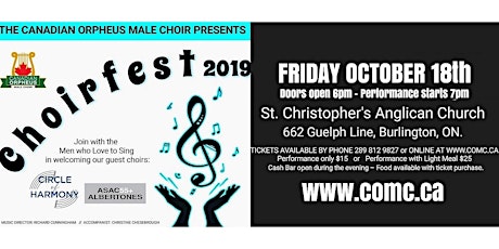 Image principale de Canadian Orpheus Male Choir presents Choirfest 2019
