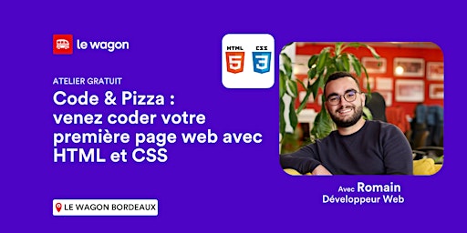 Imagem principal do evento Code & Pizza : venez coder votre première page web avec HTML et CSS