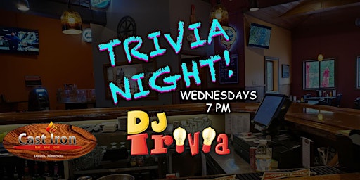 Imagem principal do evento DJ Trivia - Wednesdays at Cast Iron Bar & Grill