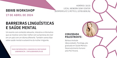 Hauptbild für BBWB Workshop: Barreiras Linguísticas e Saúde Mental