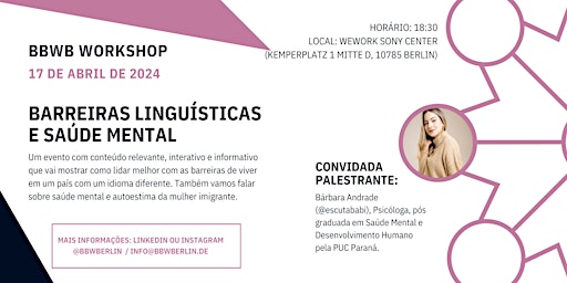 Primaire afbeelding van BBWB Workshop: Barreiras Linguísticas e Saúde Mental