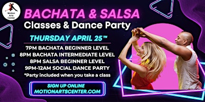 Immagine principale di Bachata & Salsa Classes and Social Dance Party! 