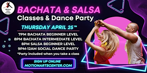 Image principale de Bachata & Salsa Classes and Social Dance Party!