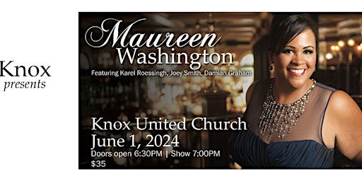 Image principale de Knox presents...Maureen Washington Quartet on Saturday, June 1st @7:00 p.m.