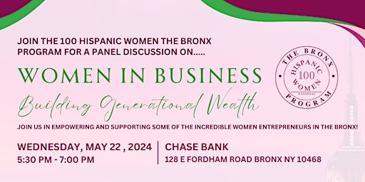 Immagine principale di The Bronx Program of 100 HW: Women in Business Building Generational Wealth 