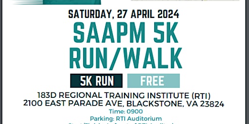 Primaire afbeelding van Fort Barfoot SAAPM 5K Run/Walk