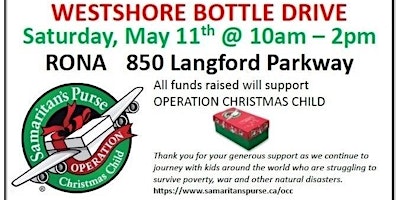 Primaire afbeelding van Bottle Drive to support Operation Christmas Child