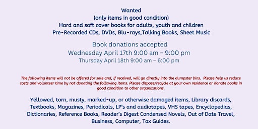 Imagen principal de CFUW K-W Annual Used Book Sale - Book Drop-off