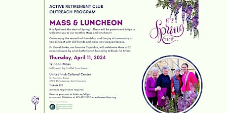Image principale de Active Retirement Mass and Luncheon | April 11, 2024