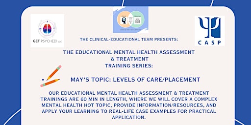 Educational Mental Health Assessment & Treatment (Levels of Care/Placement) primary image