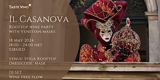 Primaire afbeelding van "Il Casanova" - Masked Rooftop Free Flow Party @Spiga