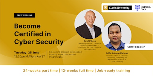 Hauptbild für Webinar - Curtin Uni Cyber Security Program Info Session: June 25, 12:30pm