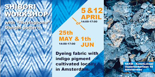 2 Days Workshop Shibori  - with local indigo dye "Herringbone" pattern primary image