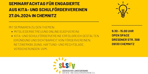 Primaire afbeelding van Seminarfachtag für Kita- und Schulfördervereine  am 27.04.24 in Chemnitz