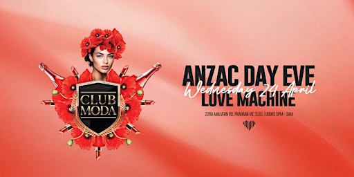 Primaire afbeelding van CLUB MODA | 24.04.24 | ANZAC DAY EVE