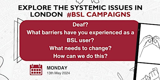 Imagen principal de BSL Campaigns London, To Explore Systemic Issues