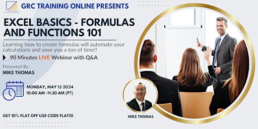 3-Hour Virtual Seminar on Mastering Excel Formulas and Functions primary image