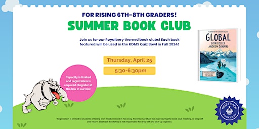 Imagem principal do evento Royalbery Book Club for Rising 6th-8th Grades: Global, by Eoin Colfer
