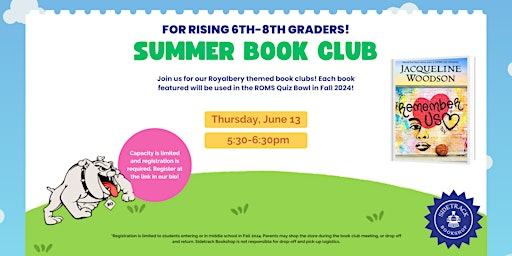 Imagem principal do evento Royalbery Book Club for Rising 6th-8th Grades: Remember Us