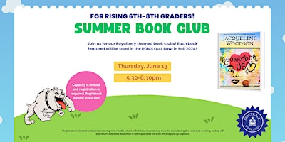 Hauptbild für Royalbery Book Club for Rising 6th-8th Grades: Remember Us