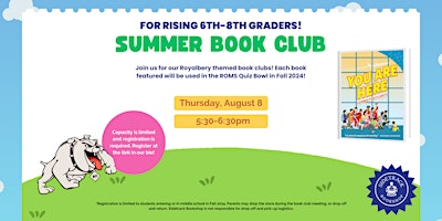 Primaire afbeelding van Royalbery Book Club for Rising 6th-8th Grades: You Are Here