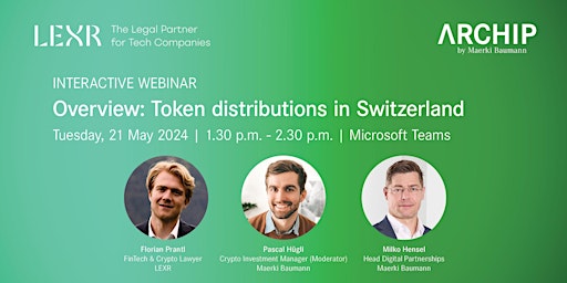 Imagem principal do evento Token distributions in Switzerland: A regulatory and banking overview