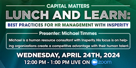 Capital Matters : Best Practices for HR Management with Insperity