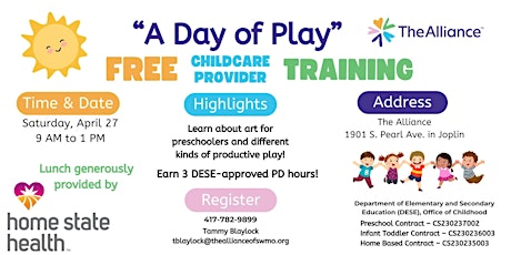 Super Saturday: "A Day of Play" FREE Childcare Provider Training