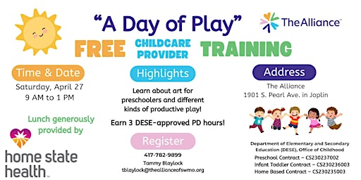 Image principale de Super Saturday: "A Day of Play" FREE Childcare Provider Training
